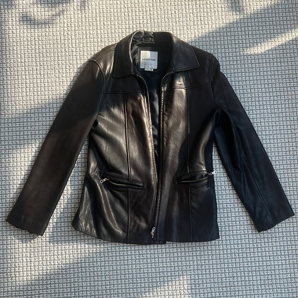 Andrew Marc fitted leather jacket